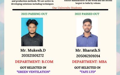 Placement of MGR ERI Students Placement of MGR ERI Students