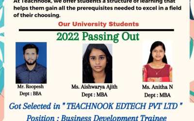 Placement of 2021 Passed out Students at TEACHNOOK EDTECH PVT LTD Placement of 2021 Passed out Students at TEACHNOOK EDTECH PVT LTD