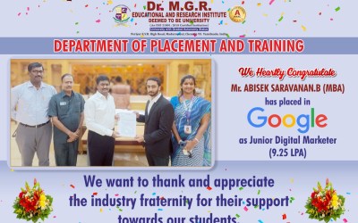 Placement of MGRERI Student in Google Placement of MGRERI Student in Google