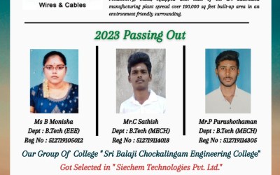 Placement of 2023 Passing Out Students in Siechem Technologies Pvt Ltd Placement of 2023 Passing Out Students in Siechem Technologies Pvt Ltd