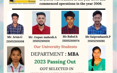 Placement of 2023 passing out 27 MBA students got selected in Shriram Life Insurance. Placement of 2023 passing out 27 MBA students got selected in Shriram Life Insurance.