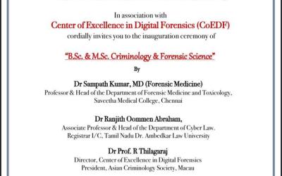 Inauguration ceremony of B.Sc & M.Sc Criminology and Forensic Science Inauguration ceremony of B.Sc & M.Sc Criminology and Forensic Science
