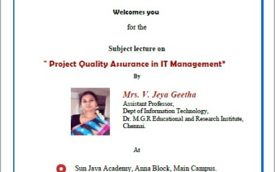 Subject lecture on Project Quality Assurance in IT Management Subject lecture on Project Quality Assurance in IT Management