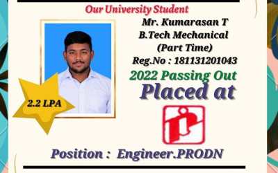 Placement of 2022 passing out B Tech Mechanical (Part Time) Student Placement of 2022 passing out B Tech Mechanical (Part Time) Student