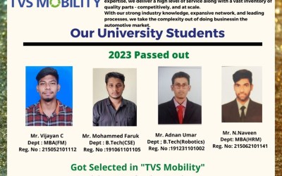 Placement of 2023 Passed Out Students in TVS Mobility Placement of 2023 Passed Out Students in TVS Mobility