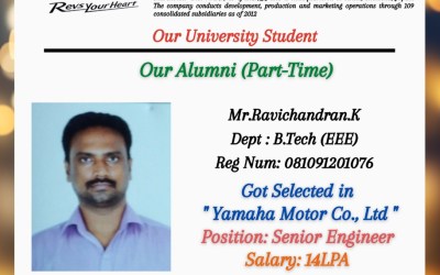 Placement of Alumni Student in Yamaha Motor Co, Ltd Placement of Alumni Student in Yamaha Motor Co, Ltd