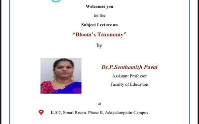 Subject Lecture on Bloom’s Taxonomy Subject Lecture on Bloom’s Taxonomy