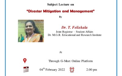 Subject Lecture on Disaster Mitigation and Management Subject Lecture on Disaster Mitigation and Management