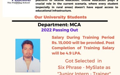 Internship for our 2022 Passing out MCA Internship for our 2022 Passing out MCA