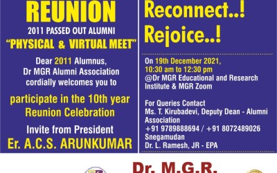 Dr. MGR Alumni Association Decennial Reunion Dr. MGR Alumni Association Decennial Reunion
