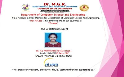 Placement of 2022 passing out B.Tech CS Student at Net Access Placement of 2022 passing out B.Tech CS Student at Net Access