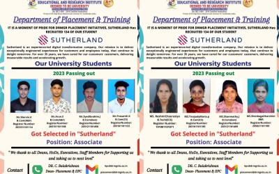 Placement of 2023 passing out 134 students got selected in Sutherland. Placement of 2023 passing out 134 students got selected in Sutherland.