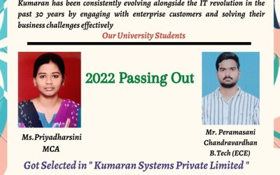 2022 Passing Out MGRERI Students Placed in Kumaran Systems Private Limited 2022 Passing Out MGRERI Students Placed in Kumaran Systems Private Limited