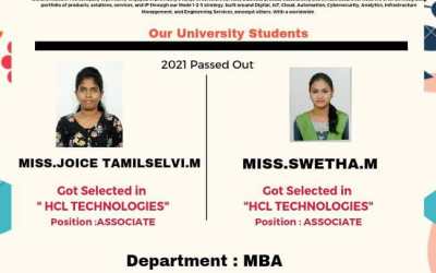 Placement of 2021 Passed out MBA Students Placement of 2021 Passed out MBA Students