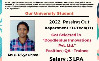 Placement of 2022 passing out B Tech IT Student Placement of 2022 passing out B Tech IT Student