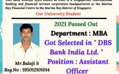 Placement of 2021 Passed Out Student At DBS Bank India LTD. Placement of 2021 Passed Out Student At DBS Bank India LTD.