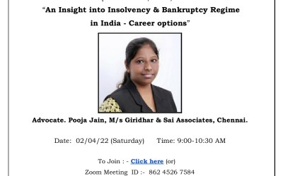 Special Lecture on “An Insight into Insolvency and Bankruptcy Regime in India – Career Options.” Special Lecture on “An Insight into Insolvency and Bankruptcy Regime in India – Career Options.”