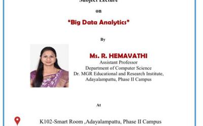 Guest lecture on Big Data Analytics on 1st November 2022 Guest lecture on Big Data Analytics on 1st November 2022
