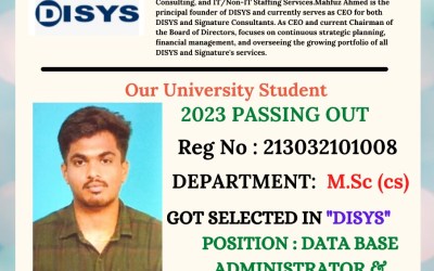 Placement of 2023 passing out M.Sc student in DISYS. Placement of 2023 passing out M.Sc student in DISYS.