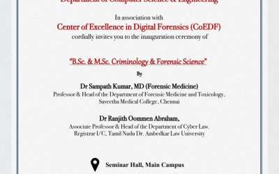 Inauguration Ceremony of B.sc & M.sc Criminology & Forensic Science Inauguration Ceremony of B.sc & M.sc Criminology & Forensic Science