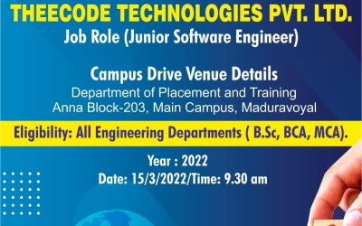 Campus Drive by Theecode Technologies Pvt. Ltd. Campus Drive by Theecode Technologies Pvt. Ltd.
