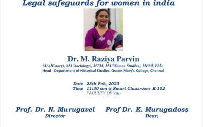 Special Lecture on Legal Safeguards for Women in India Special Lecture on Legal Safeguards for Women in India