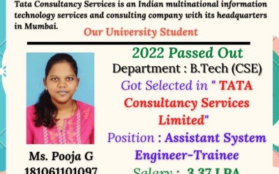 Placement Of 2022 Passed Out B.Tech Student At Tata Consultancy Service Placement Of 2022 Passed Out B.Tech Student At Tata Consultancy Service