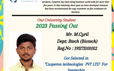 Placement of 2023 Passing Out Student in Casperon Technologies Pvt Ltd Placement of 2023 Passing Out Student in Casperon Technologies Pvt Ltd