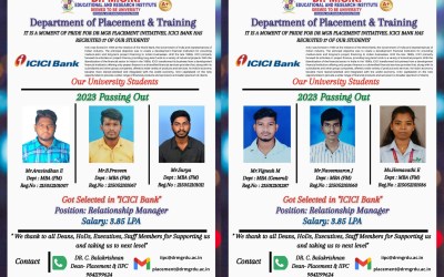 Placement of 2023 passing out 17 MBA students in ICICI Bank. Placement of 2023 passing out 17 MBA students in ICICI Bank.