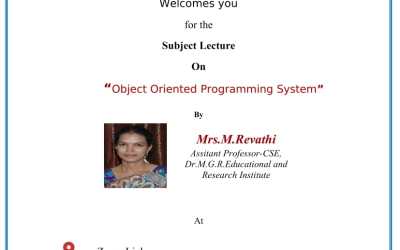 Guest Lecture On Object Orientation Programming System Guest Lecture On Object Orientation Programming System