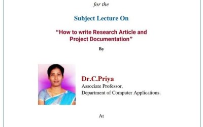 Subject Lecture On “How to write Research Article and Project Documentation” Subject Lecture On “How to write Research Article and Project Documentation”