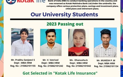Placement of 2023 passing out 4 students in Kotak Life Insurance. Placement of 2023 passing out 4 students in Kotak Life Insurance.