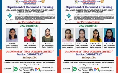 Placement of 2022 passed out 7 students in Titan Company. Placement of 2022 passed out 7 students in Titan Company.