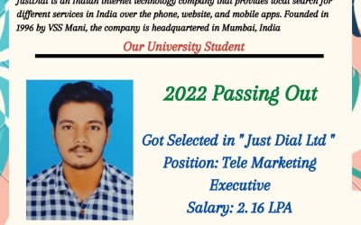 Placement of 2022 Passing out Student in Just Dial Ltd. Placement of 2022 Passing out Student in Just Dial Ltd.
