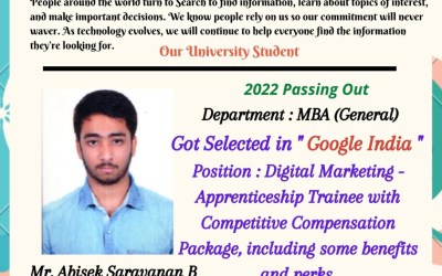 Best Wishes to Our Student for his selection in Google Best Wishes to Our Student for his selection in Google