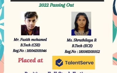 Placement Of 2022 Passing Out B.Tech 32 Students At TalentServe Placement Of 2022 Passing Out B.Tech 32 Students At TalentServe