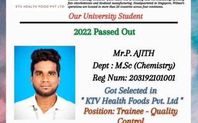 Placement of 2022 passed out student in KTV Health Food Pvt.Ltd. Placement of 2022 passed out student in KTV Health Food Pvt.Ltd.
