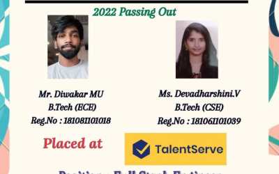Placement of 2022 Passing out B. Tech Students at TalentServe Placement of 2022 Passing out B. Tech Students at TalentServe