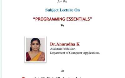 Subject Lecture on Programming Essentials Subject Lecture on Programming Essentials