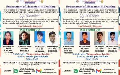 Placement Of 2023 Passing Out 8 B.Tech Students At Pentagon Space Placement Of 2023 Passing Out 8 B.Tech Students At Pentagon Space