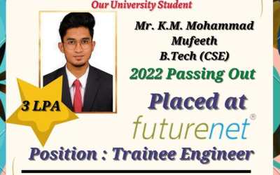 Placement of 2022 Passing out B. Tech CSE Student in Futurenet Placement of 2022 Passing out B. Tech CSE Student in Futurenet
