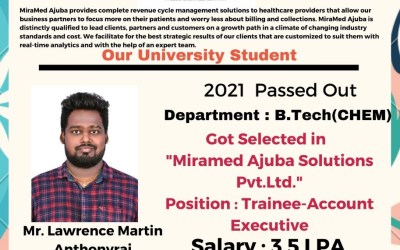 Placement of 2021 Passed out B Tech (Chem) Student Placement of 2021 Passed out B Tech (Chem) Student