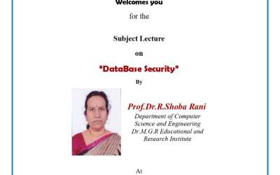 Subject Lecture on DataBase Security Subject Lecture on DataBase Security