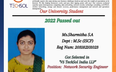 Placement of 2022 Passed Out Student in V5 Techsol India LLP Placement of 2022 Passed Out Student in V5 Techsol India LLP