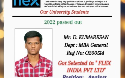 Placement of 2022 passed out student got selected in Flex India Pvt. Ltd. Placement of 2022 passed out student got selected in Flex India Pvt. Ltd.