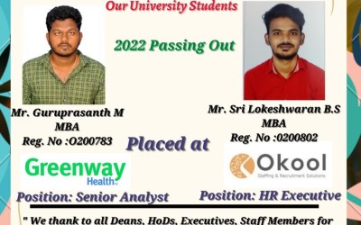 Placement Of 2022 Passing Out 2 MBA Students Placement Of 2022 Passing Out 2 MBA Students