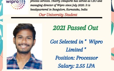 Placement of 2021 Passed out Student at Wipro Placement of 2021 Passed out Student at Wipro