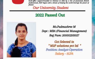 Placement of 2022 passed out MBA student in M2P Solutions. Placement of 2022 passed out MBA student in M2P Solutions.