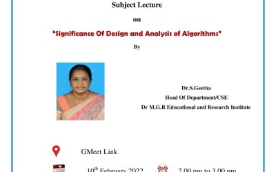 Subject Lecture on Significance of Design and Analysis of Algorithms Subject Lecture on Significance of Design and Analysis of Algorithms