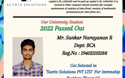 Internship Of 2022 Passing Out Student At Sutrix Solutions Pvt.Ltd. Internship Of 2022 Passing Out Student At Sutrix Solutions Pvt.Ltd.